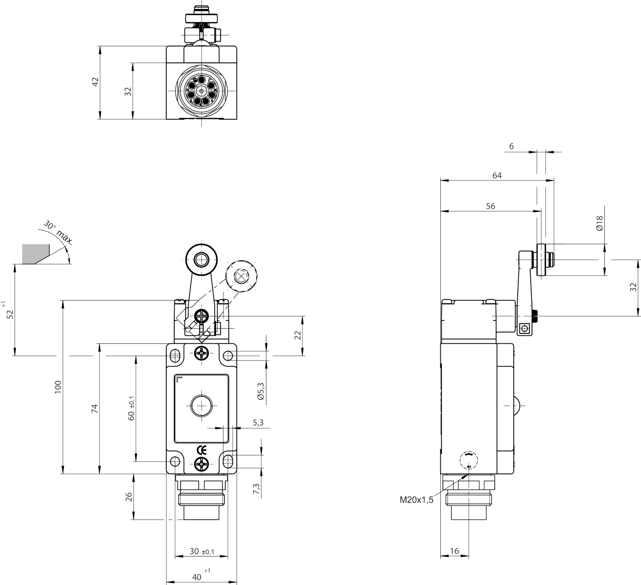 NZ2HS-511L060GE Safety switch NZ.HS, lever arm with steel roller, plug ...