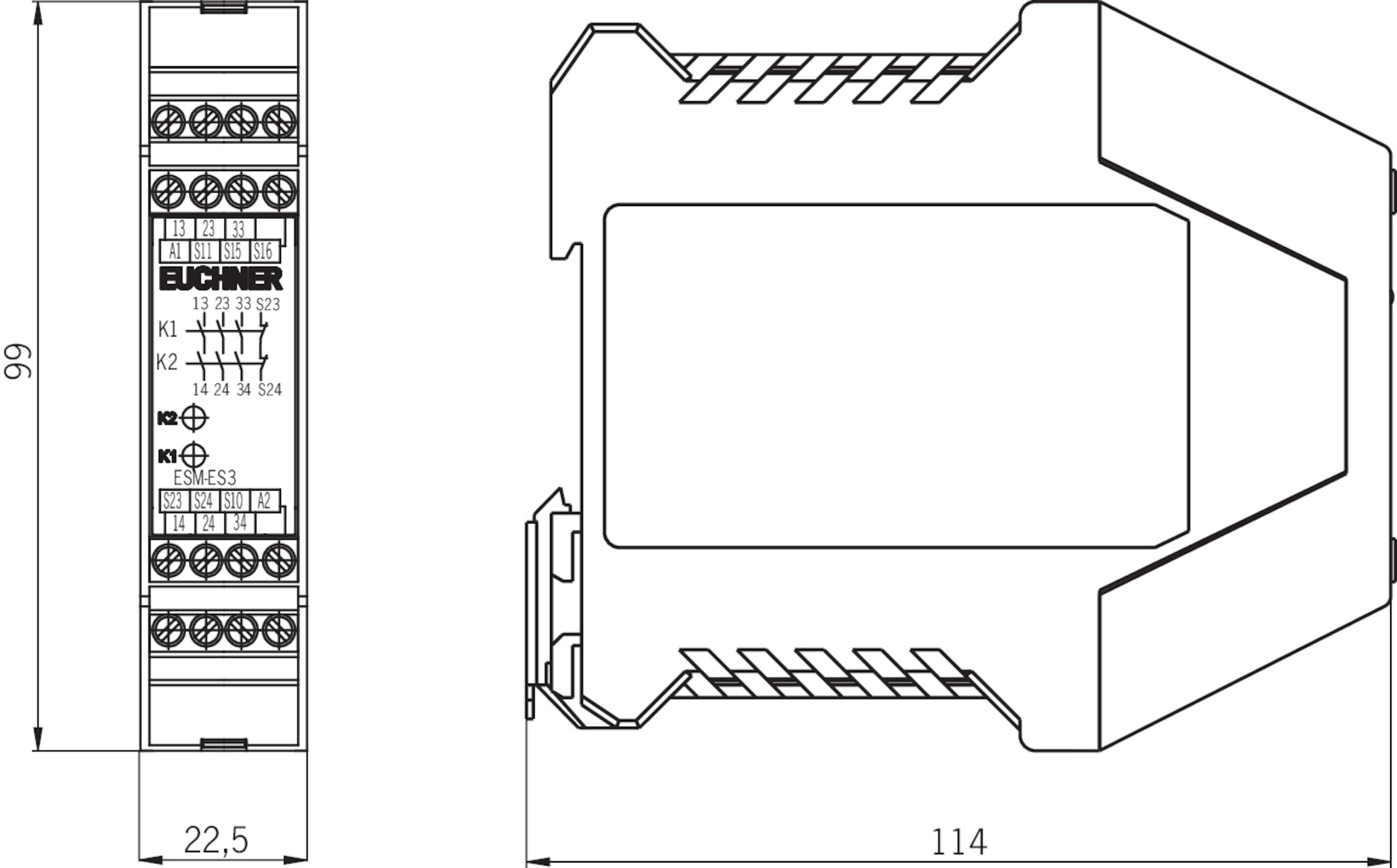 ESMES301P Contact expansion ESMES.., 3 safety contacts, 1 auxiliary