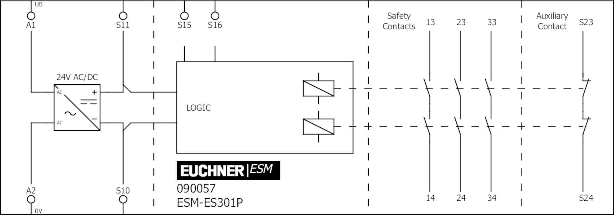 ESM-ES301P Contact expansion ESM-ES.., 3 safety contacts, 1 auxiliary
