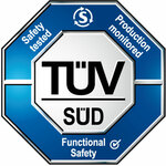 Zulassung TüV Süd, BMPB mit ZG: Safety tested, Production monitored, Functional Safety